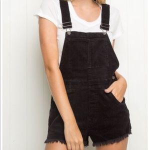 Brandy Melville Black Corduroy Overall Shorts